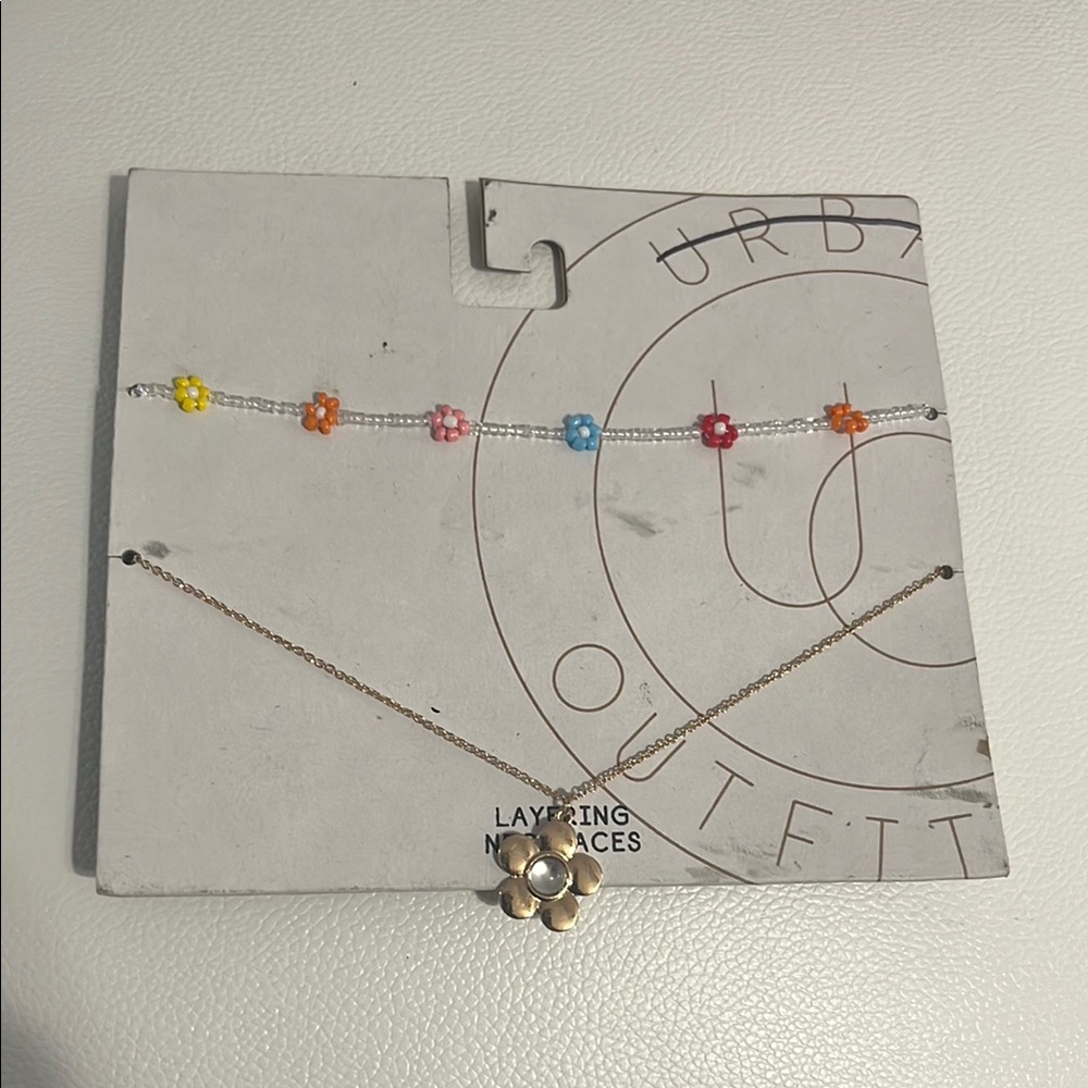 Urban Outfitters Yellow and Pink Necklace Set